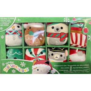 Squishmallows Christmas Ornament Set, 2021, 8 Pack, Plush Set of 8